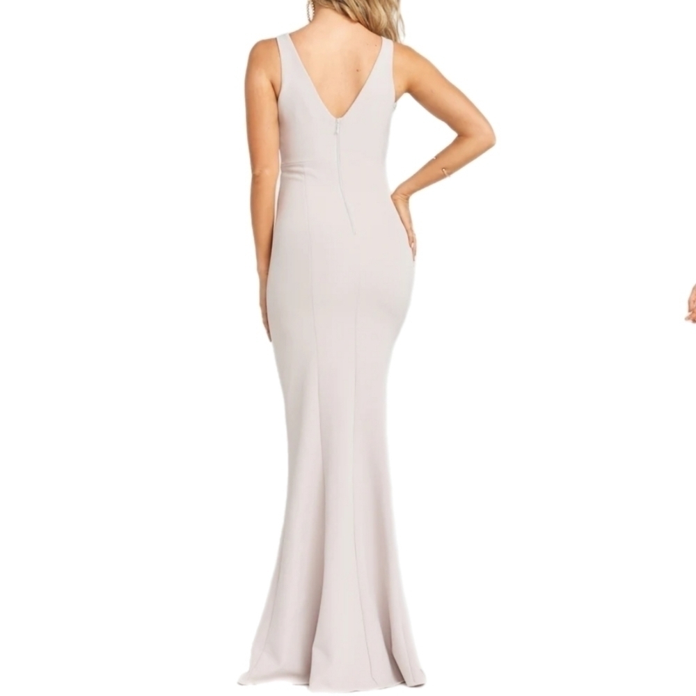 Show Me Your MuMu Morgan Pink Stretch Crepe Sleeveless V-Neck Bridesmaid Gown M - Picture 2 of 13